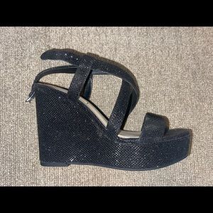 Jessica Simpson Black Sparkly Wedges.